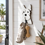 Wooden scottish terrier dog wall hook key and leash holder for home entryway organizer