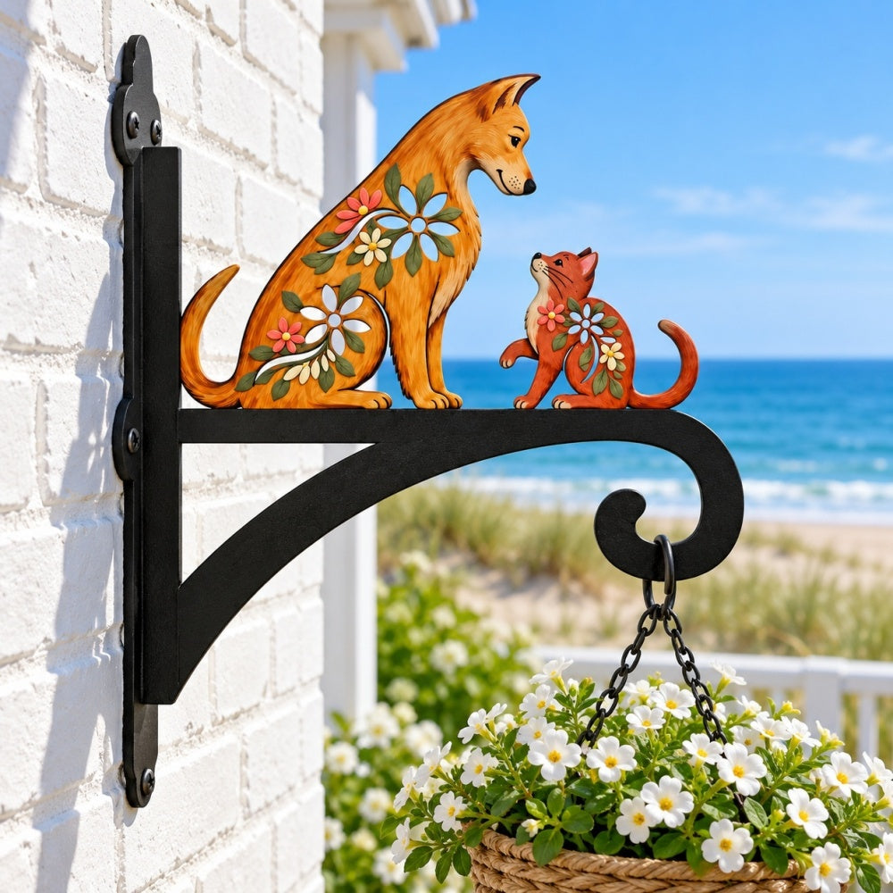 Hanging Basket Bracket – Floral Dog and Cat