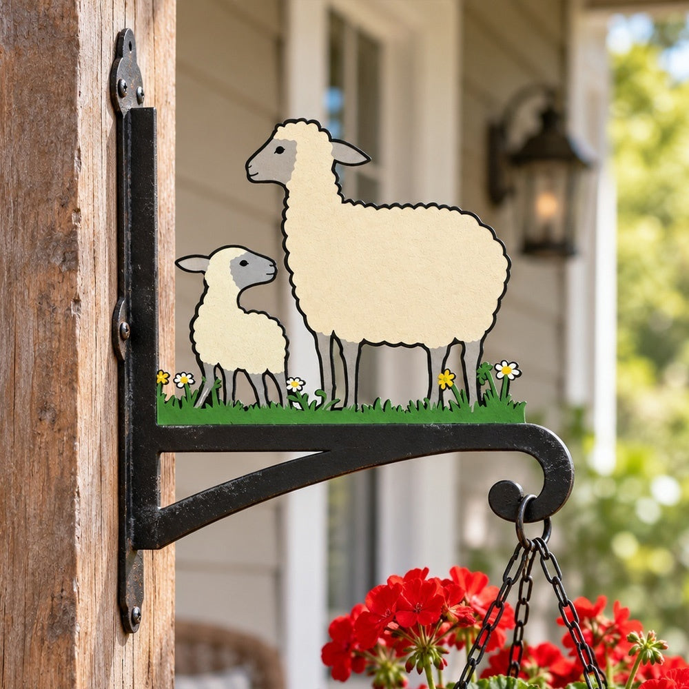 Hanging Basket Bracket – Sheep with Lamb