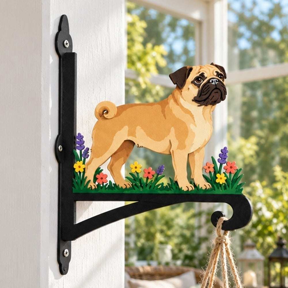 Hanging Basket Bracket – Pug Silhouette