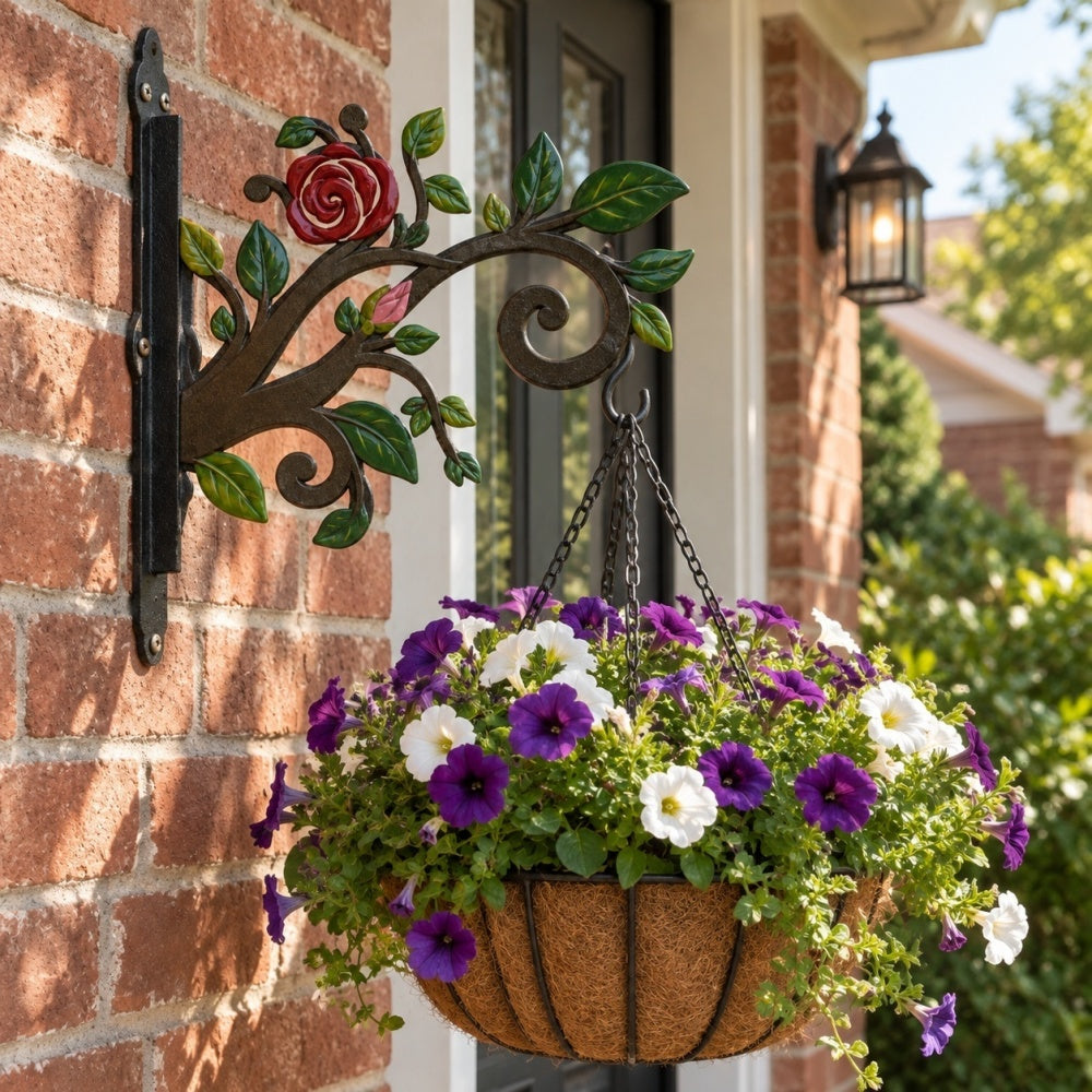 Hanging Basket Bracket – Classic Scrollwork Vines and Leaves