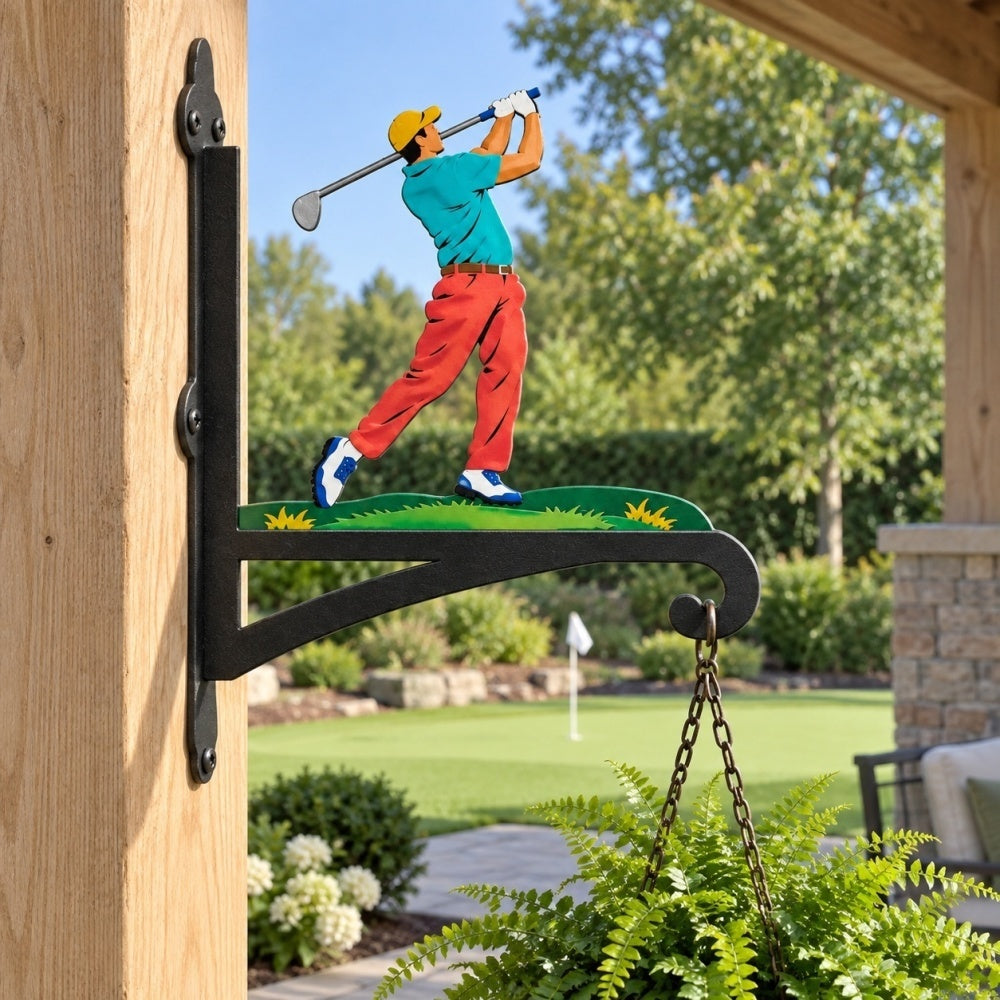 Hanging Basket Bracket – Golf Player Swinging