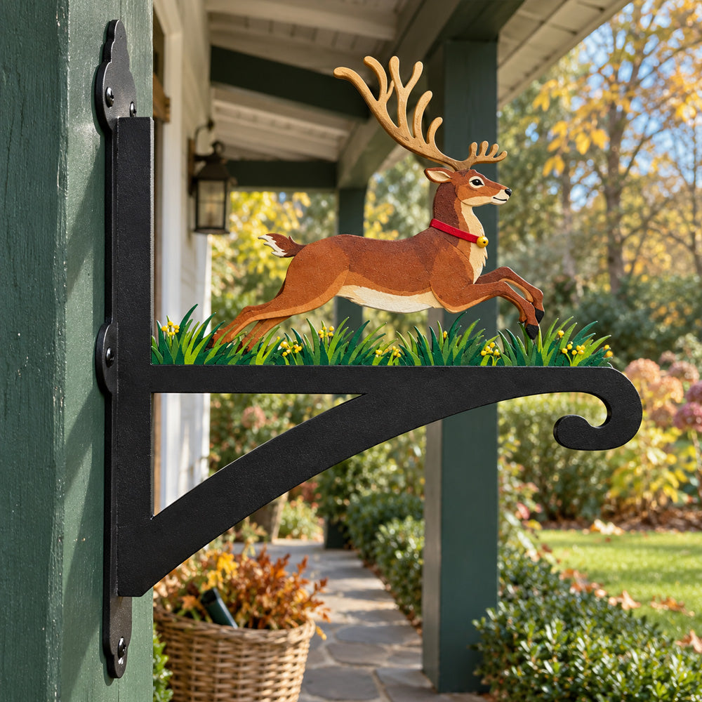 Hanging Basket Bracket – Leaping Reindeer