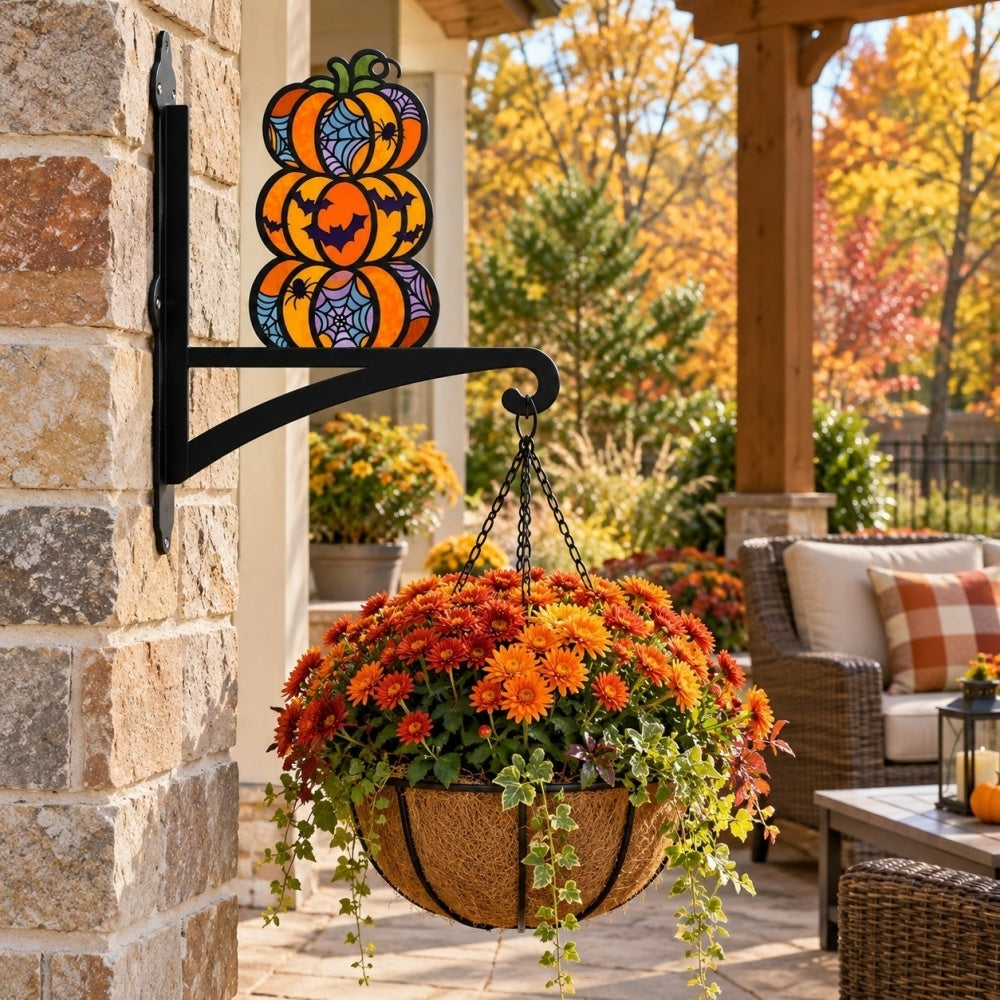 Hanging Basket Bracket – Stacked Halloween Pumpkins