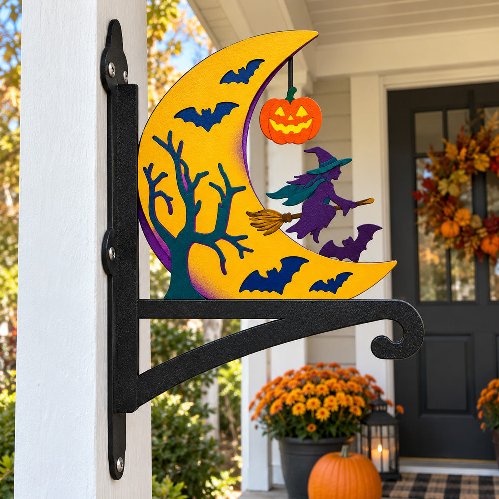 Hanging Basket Bracket – Crescent Moon and Bats