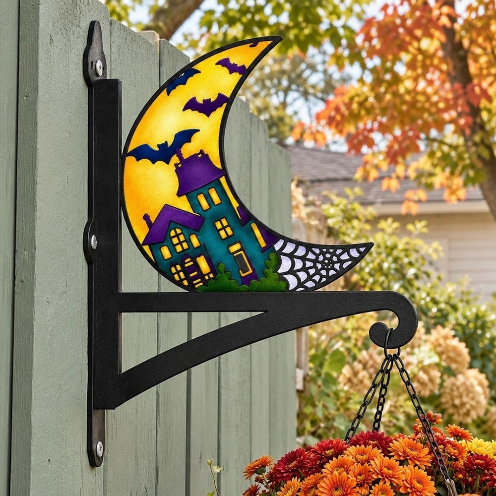 Hanging Basket Bracket – Haunted House and Crescent Moon
