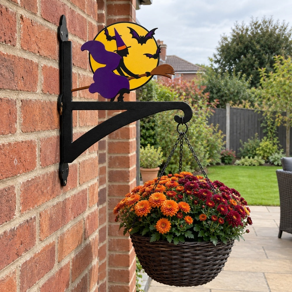 Hanging Basket Bracket – Flying Witch and Bats