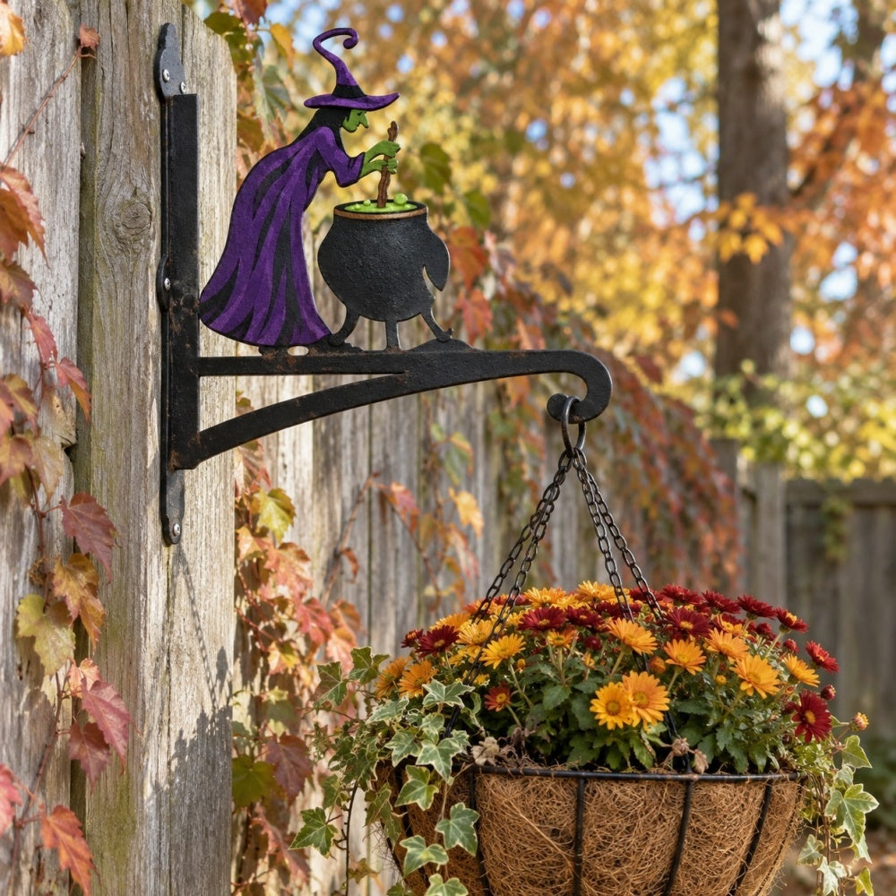 Hanging Basket Bracket – Witch and Cauldron