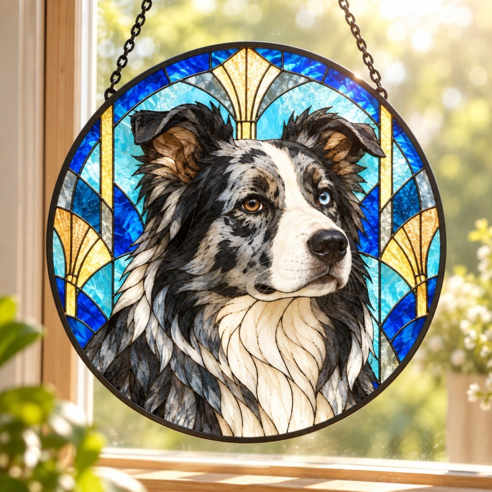 Stained Glass Suncatcher – Border Collie
