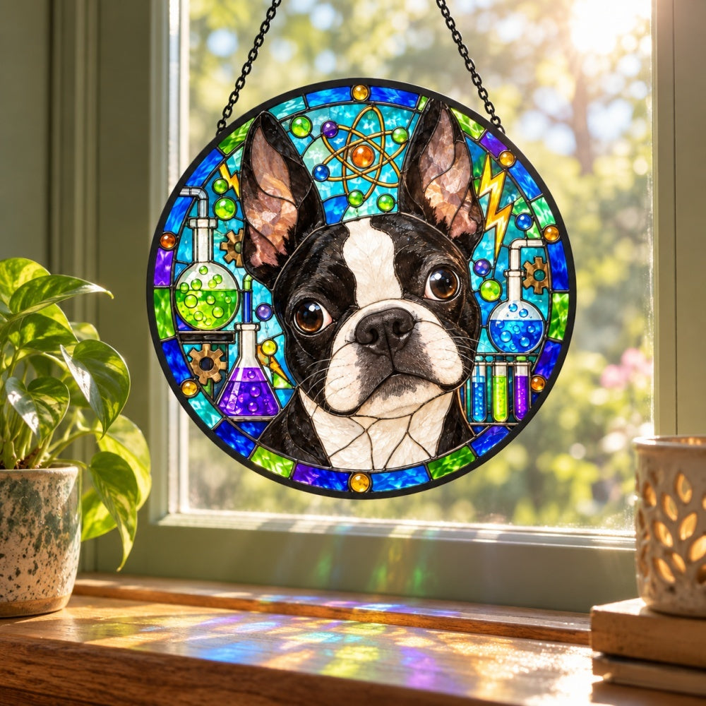 Stained Glass Suncatcher – Boston Terrier