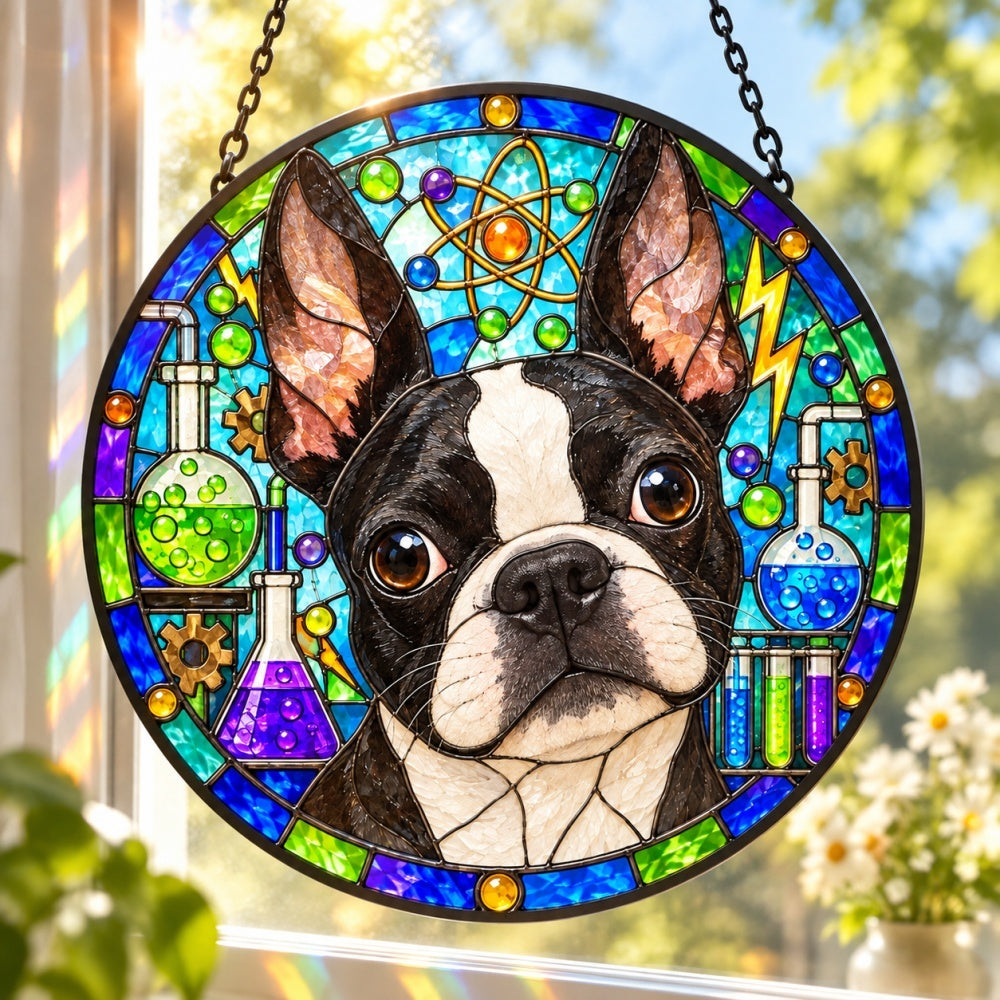 Stained Glass Suncatcher – Boston Terrier