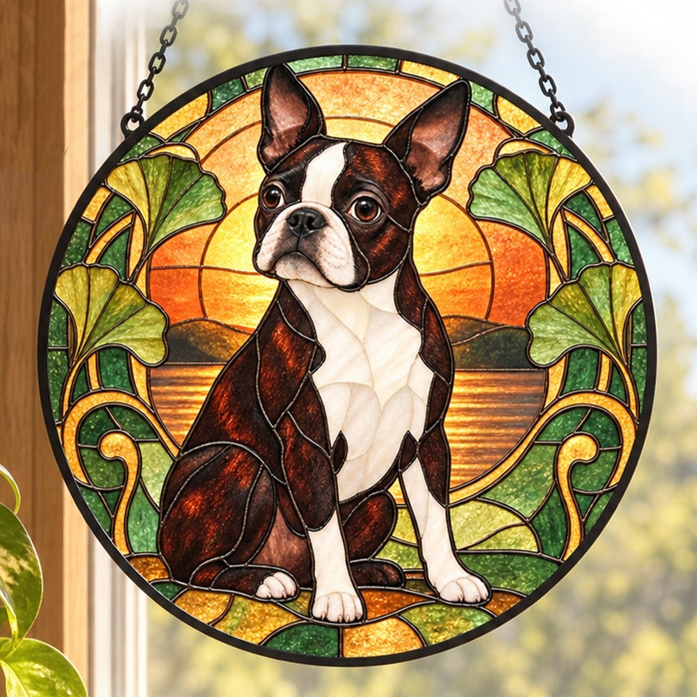 Stained Glass Suncatcher – Boston Terrier