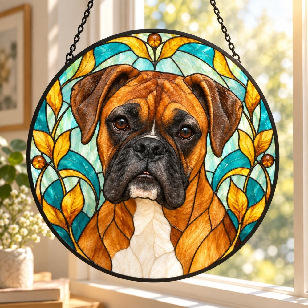 Stained Glass Suncatcher – Boxer