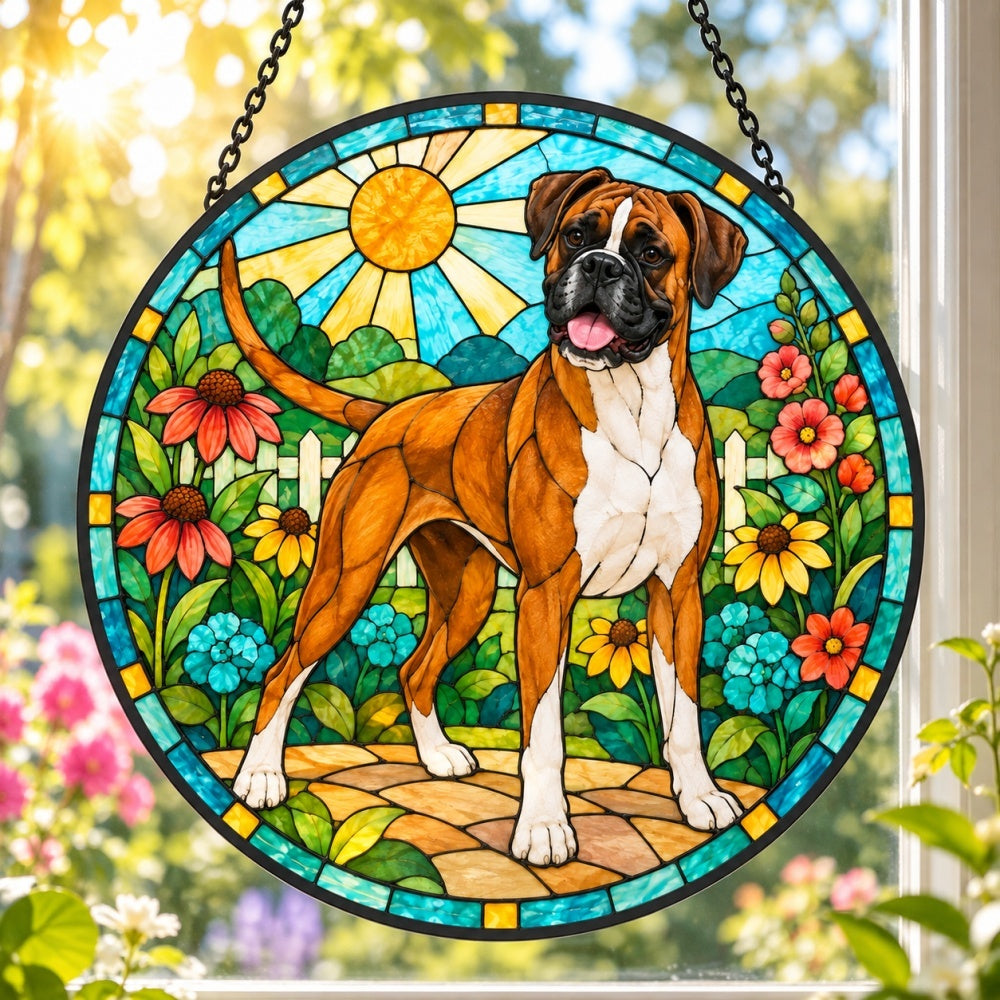 Stained Glass Suncatcher – Boxer