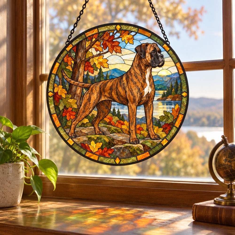 Stained Glass Suncatcher – Boxer
