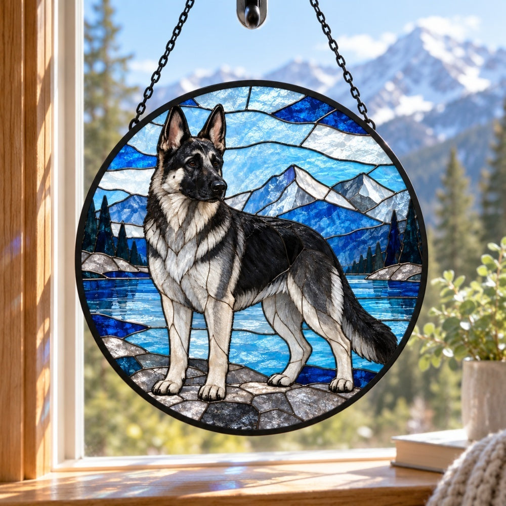 Stained Glass Suncatcher – German Shepherd