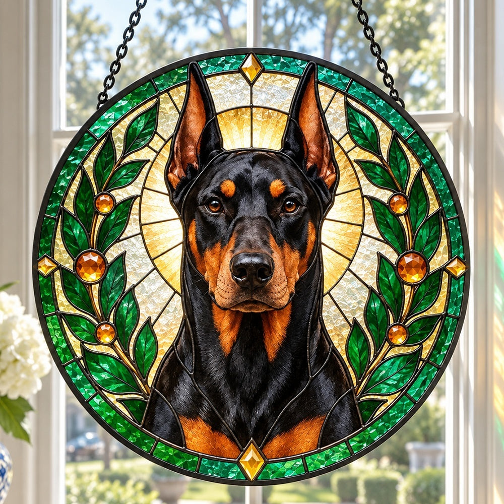 Stained Glass Suncatcher – Doberman Pinscher