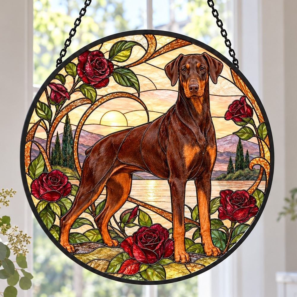 Stained Glass Suncatcher – Doberman Pinscher