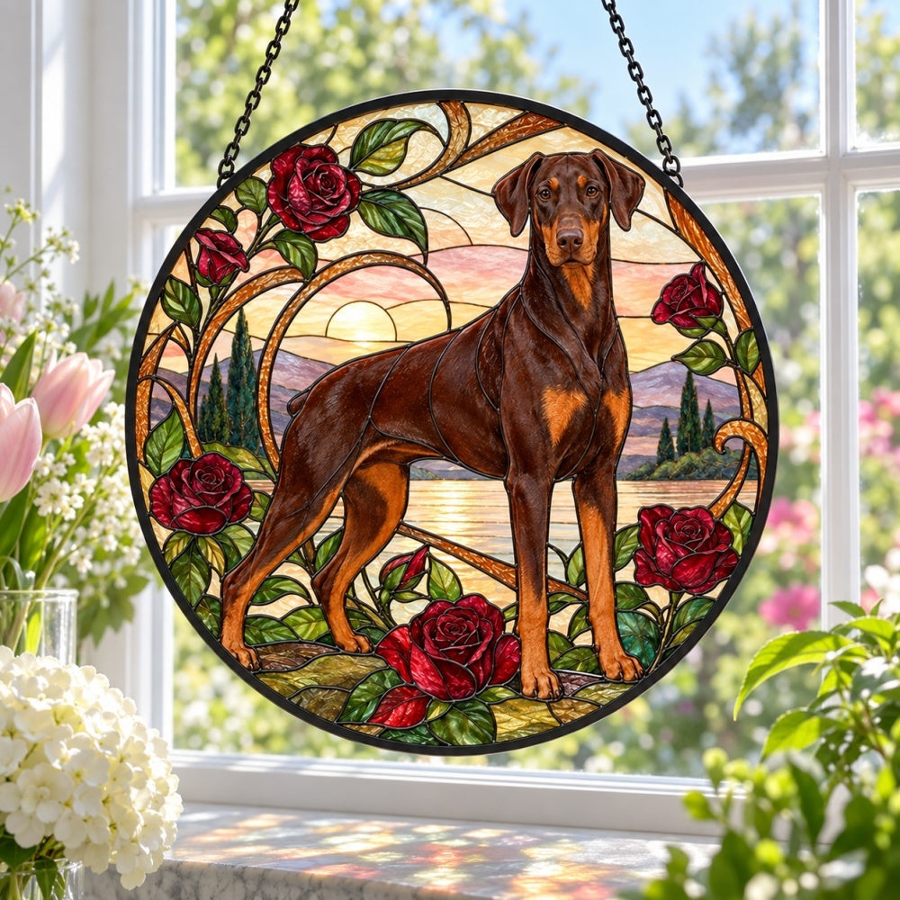 Stained Glass Suncatcher – Doberman Pinscher
