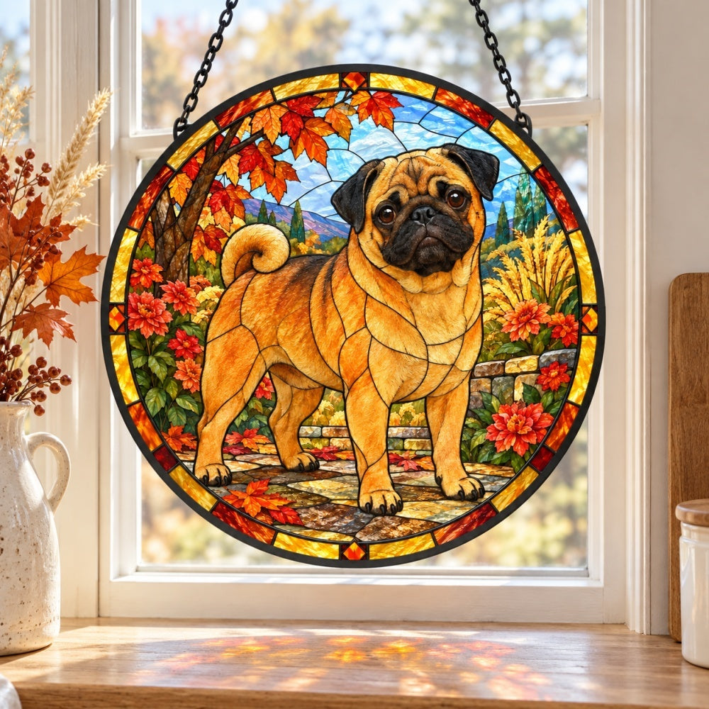 Stained Glass Suncatcher – Pug
