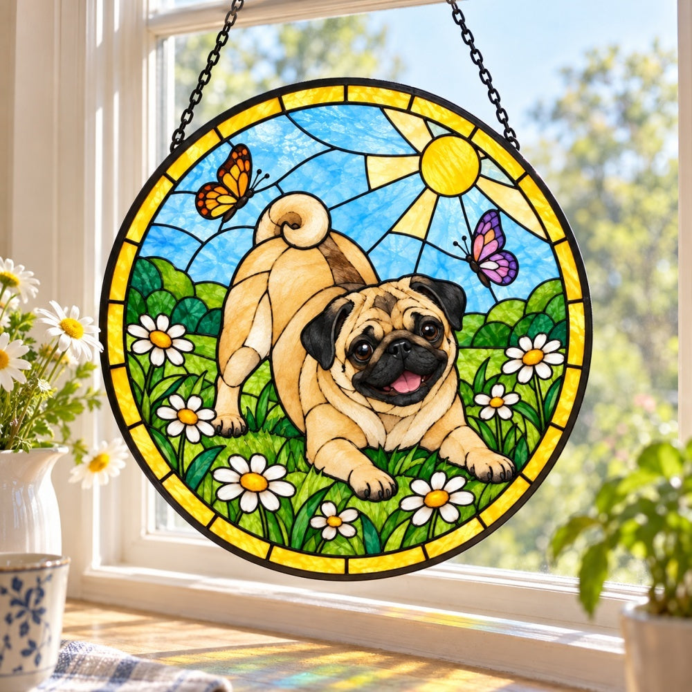 Stained Glass Suncatcher – Pug