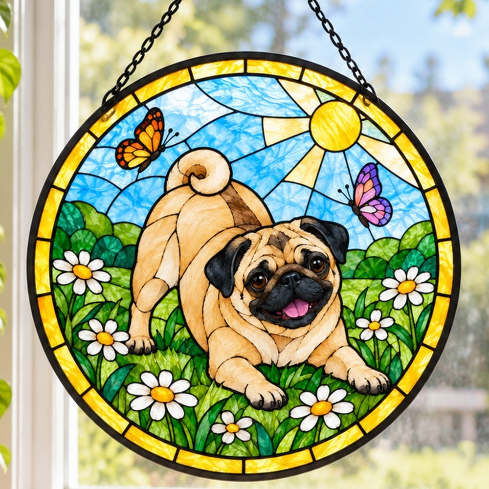 Stained Glass Suncatcher – Pug