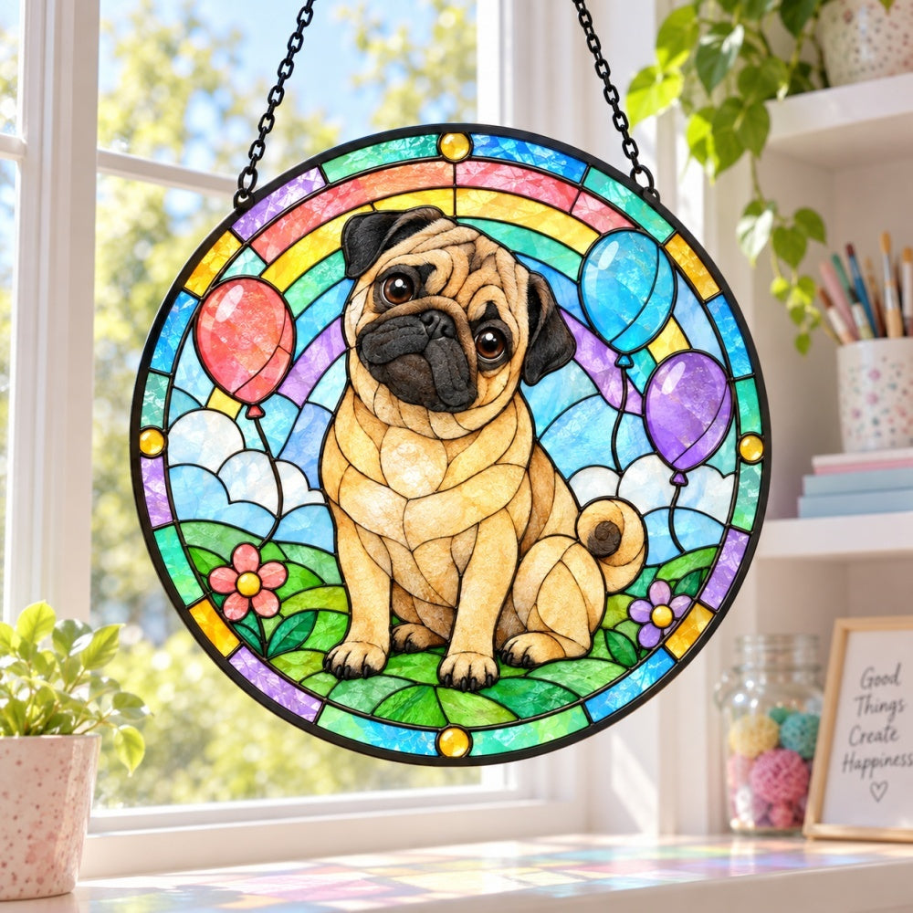 Stained Glass Suncatcher – Pug