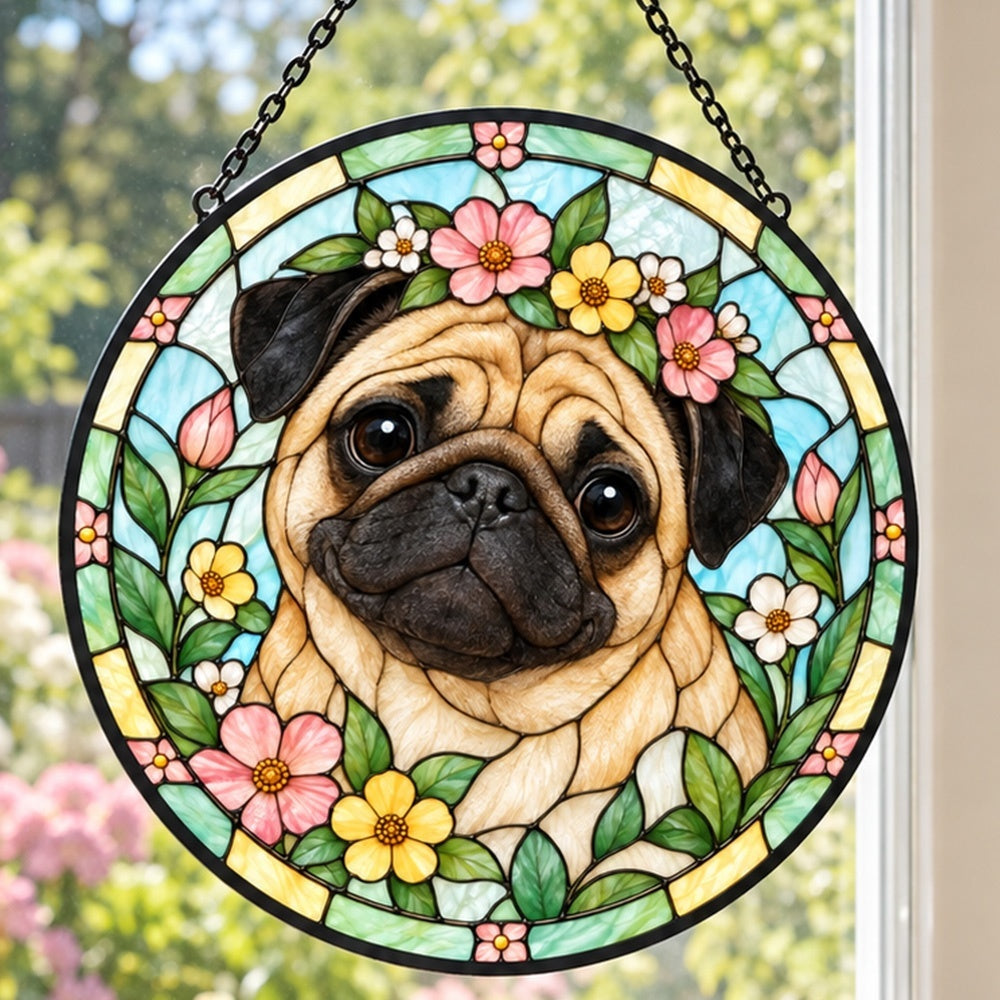 Stained Glass Suncatcher – Pug