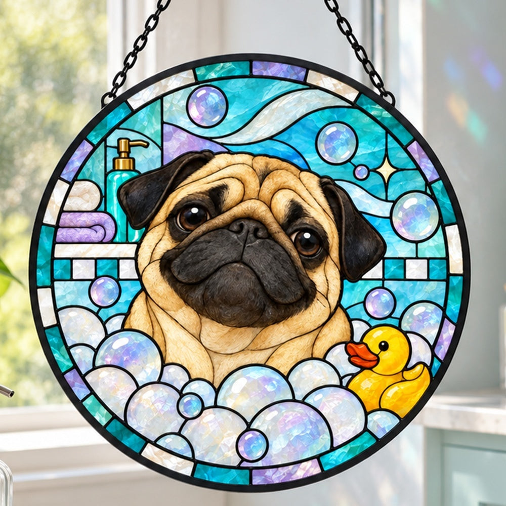 Stained Glass Suncatcher – Pug