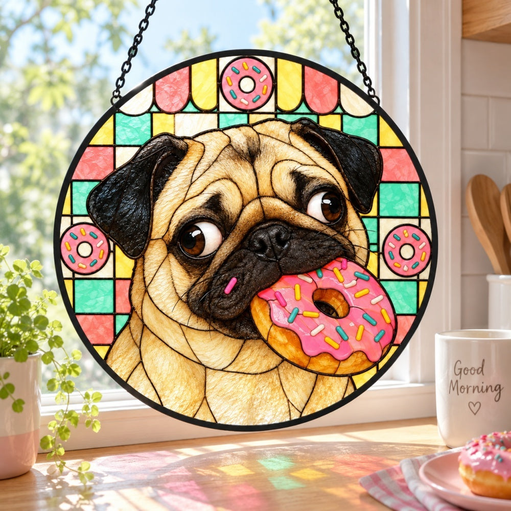 Stained Glass Suncatcher – Pug