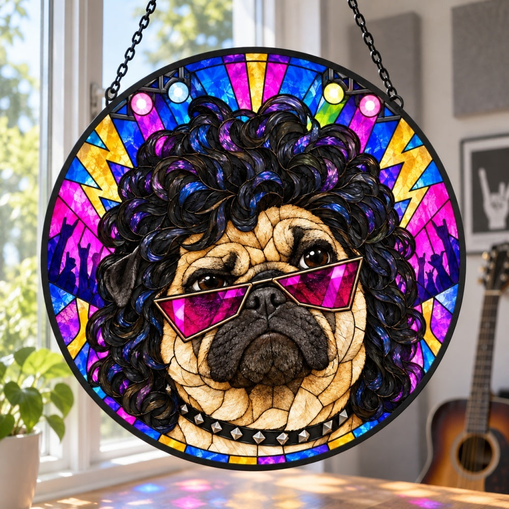 Stained Glass Suncatcher – Pug