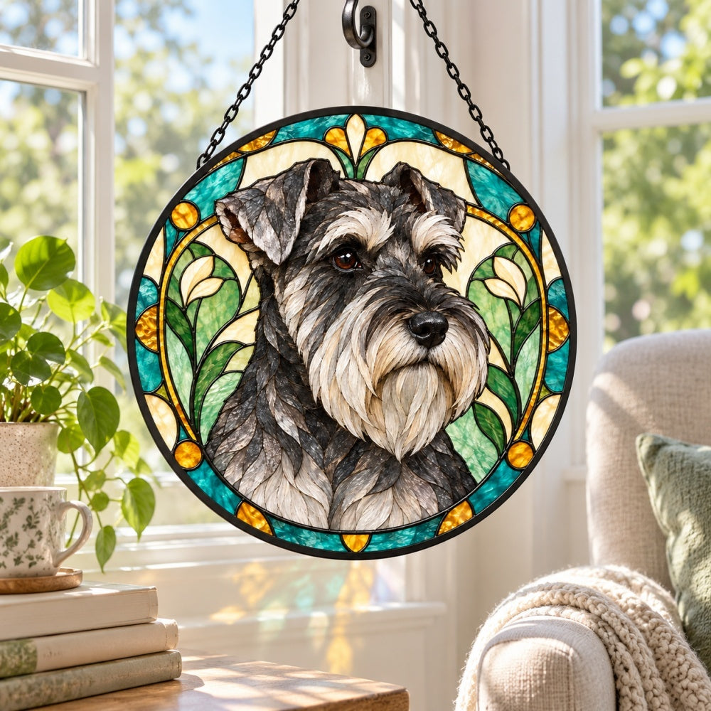 Stained Glass Suncatcher – Schnauzer