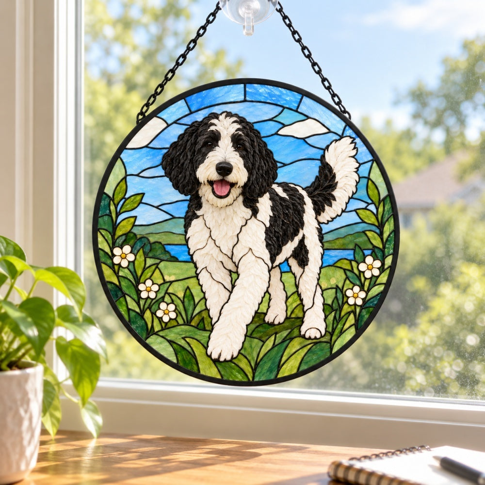 Stained Glass Suncatcher – Labradoodle