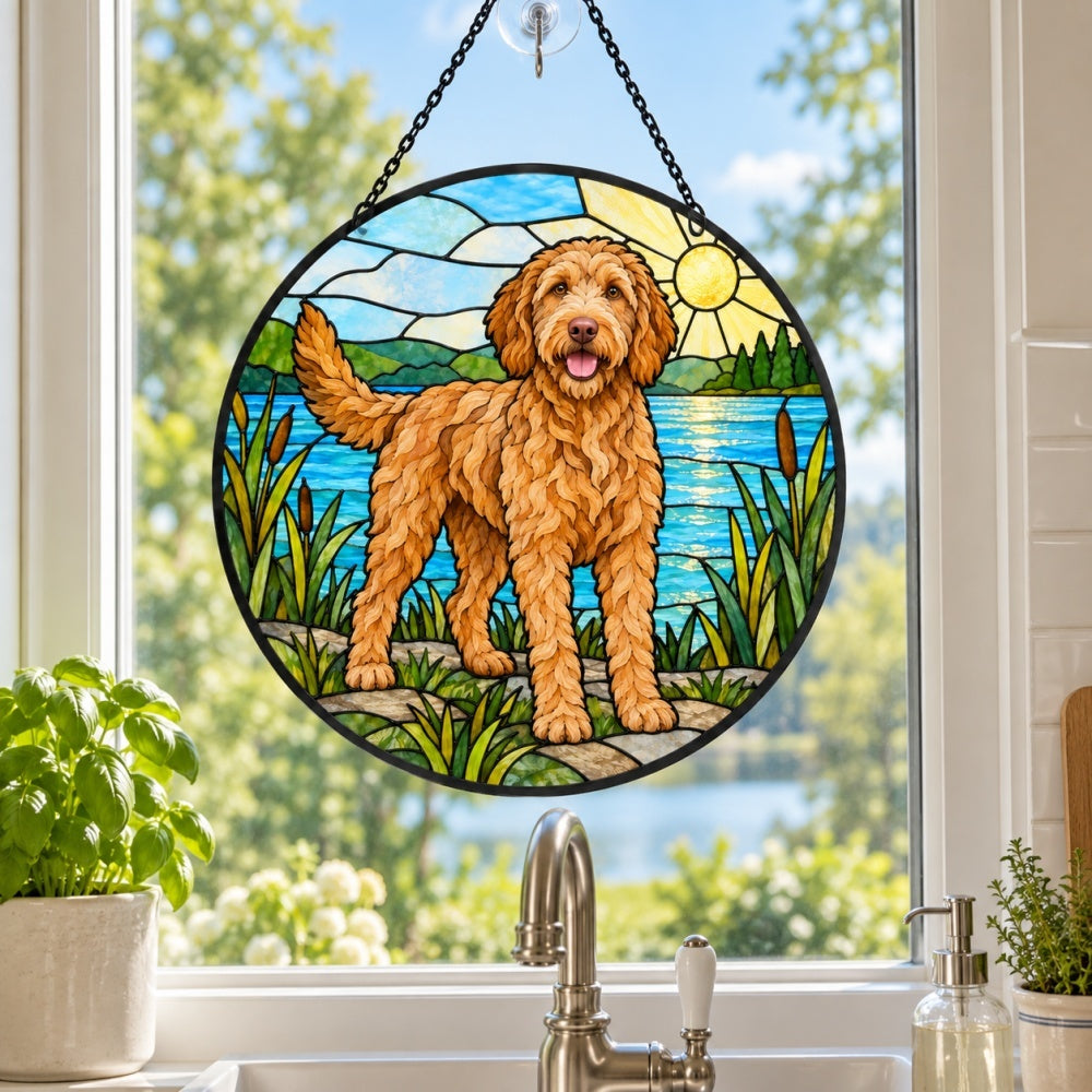 Stained Glass Suncatcher – Labradoodle