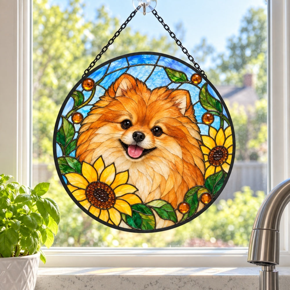Stained Glass Suncatcher – Pomeranian
