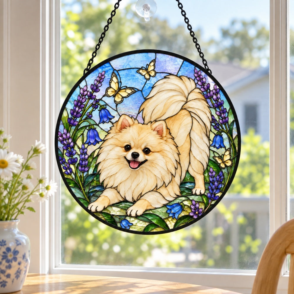 Stained Glass Suncatcher – Pomeranian