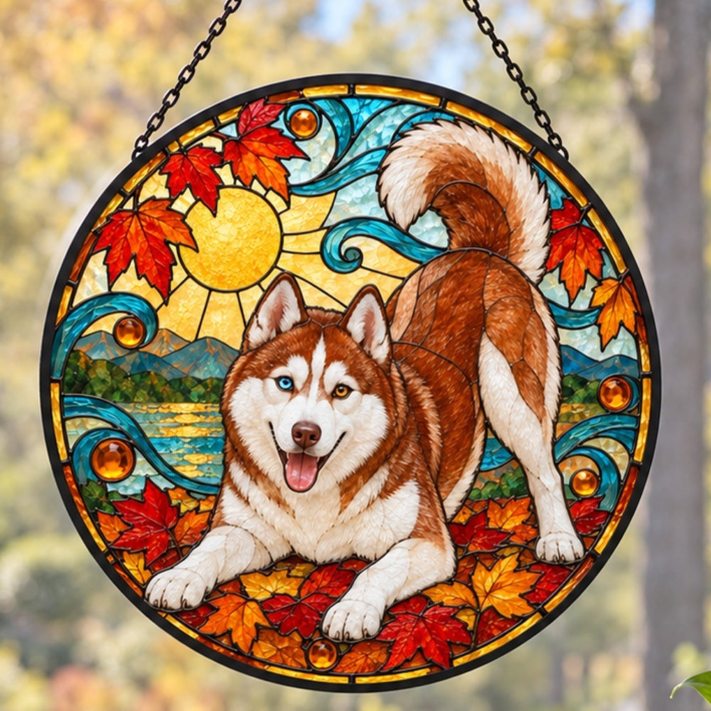 Stained Glass Suncatcher – Siberian Husky