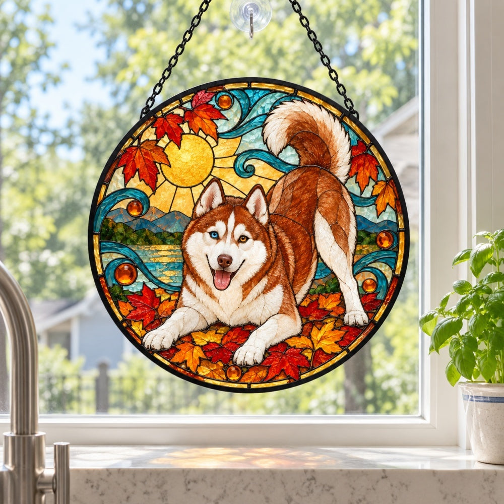 Stained Glass Suncatcher – Siberian Husky