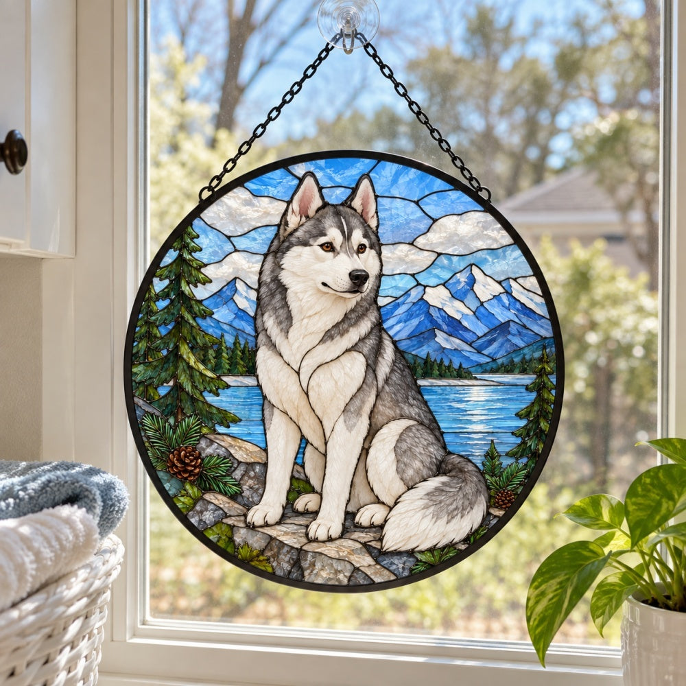 Stained Glass Suncatcher – Siberian Husky