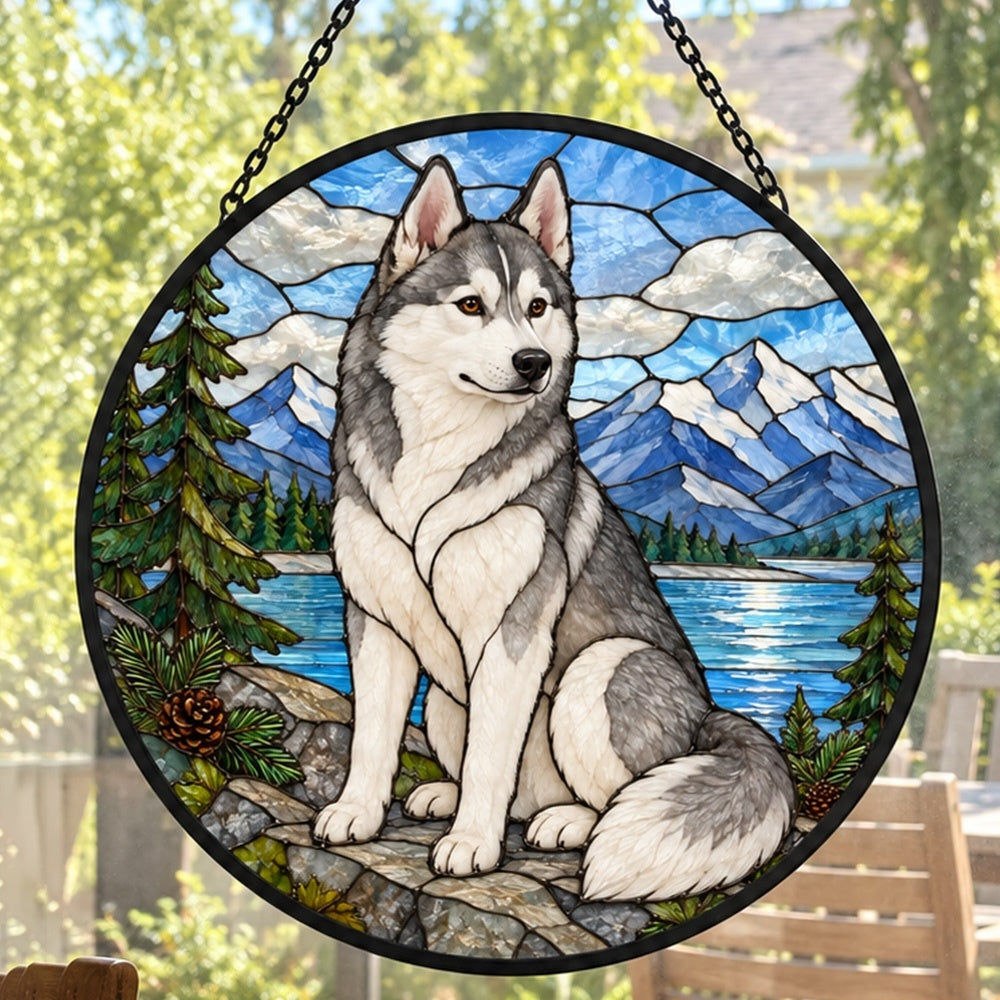 Stained Glass Suncatcher – Siberian Husky