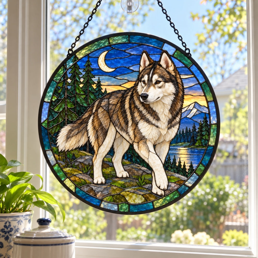 Stained Glass Suncatcher – Siberian Husky