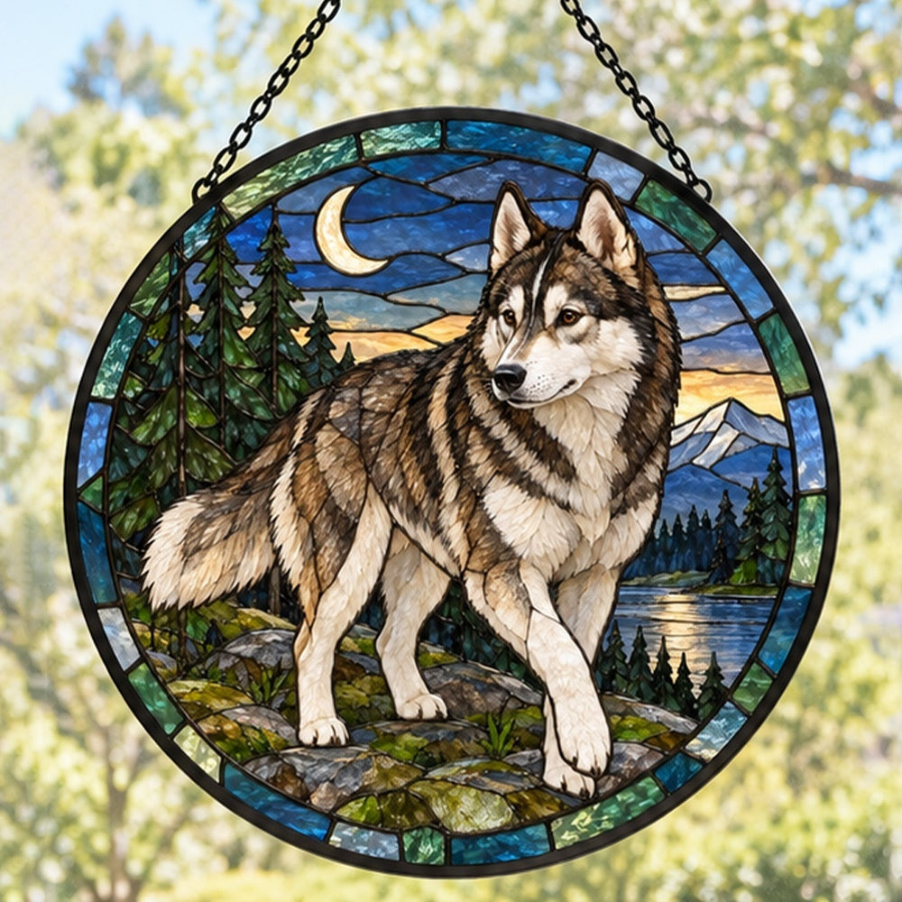 Stained Glass Suncatcher – Siberian Husky