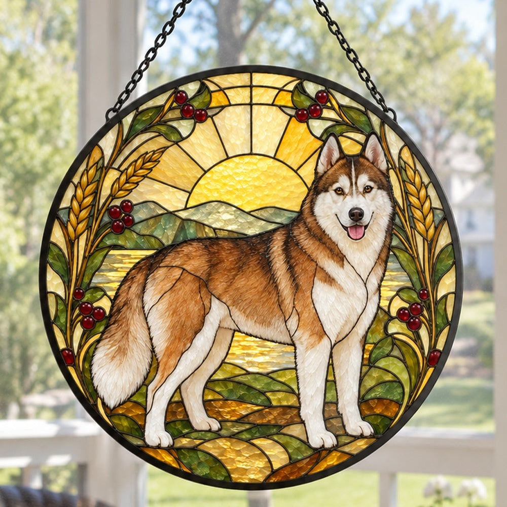 Stained Glass Suncatcher – Siberian Husky