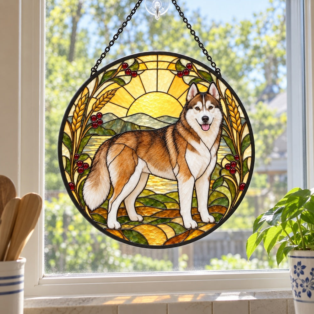 Stained Glass Suncatcher – Siberian Husky