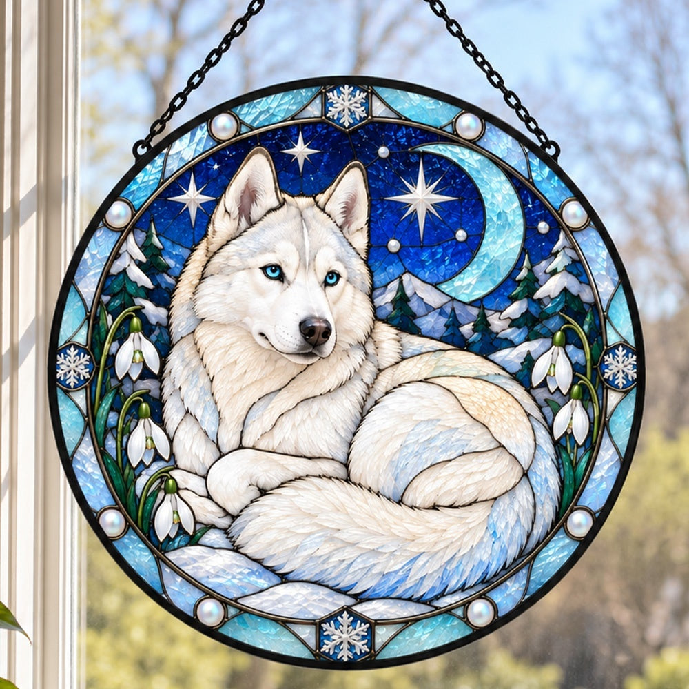 Stained Glass Suncatcher – Siberian Husky