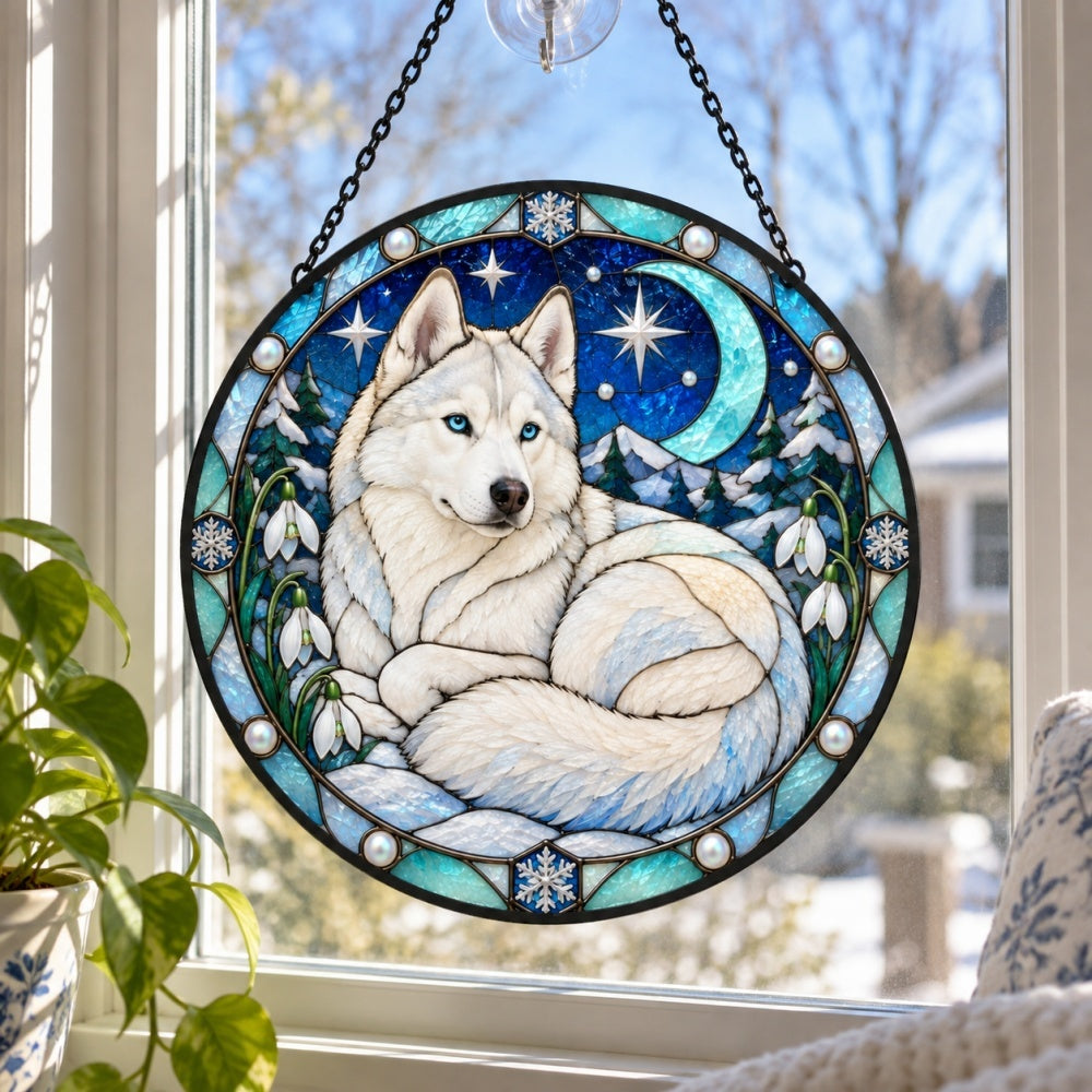 Stained Glass Suncatcher – Siberian Husky