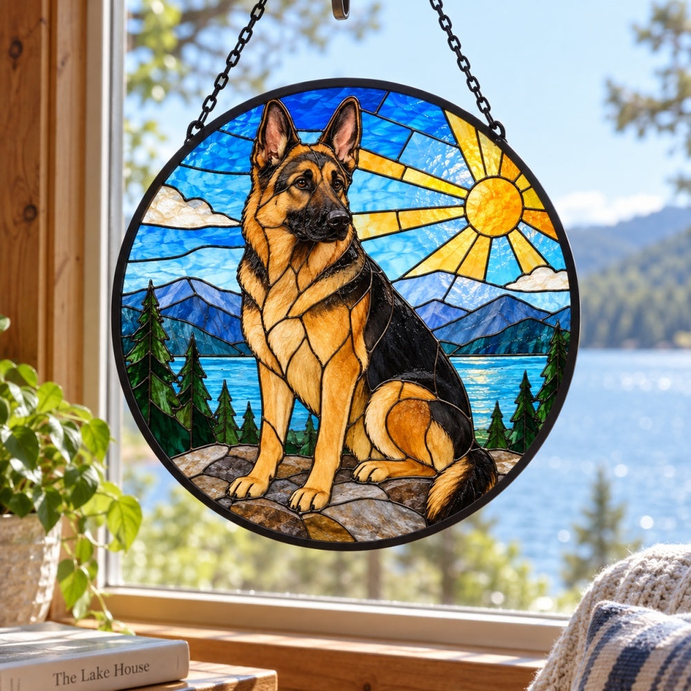 Stained Glass Suncatcher – German Shepherd
