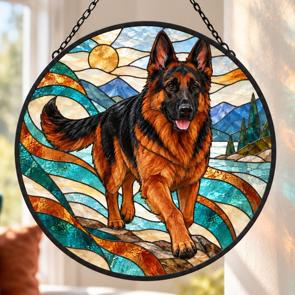 Stained Glass Suncatcher – German Shepherd