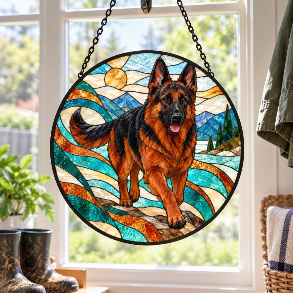 Stained Glass Suncatcher – German Shepherd