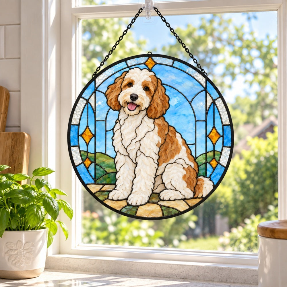 Stained Glass Suncatcher – Goldendoodle
